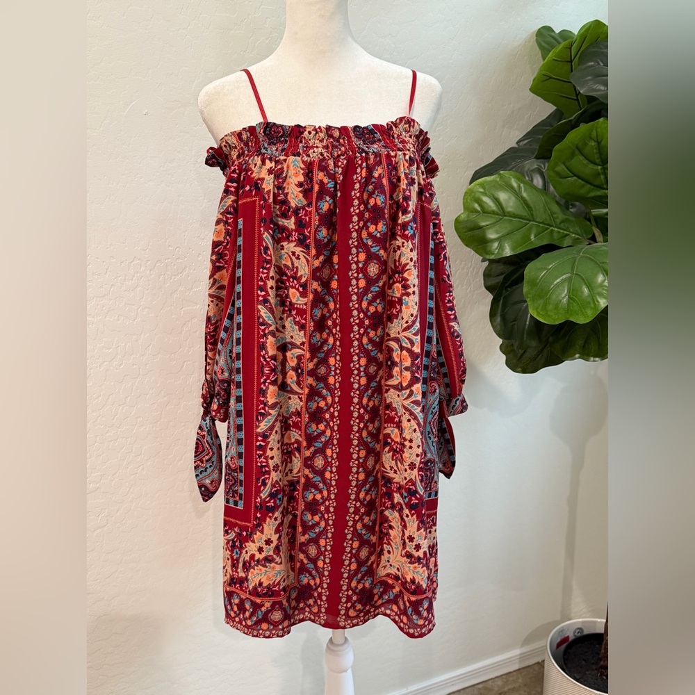 City Triangle womens off the shoulder Long Cutout sleeve dress